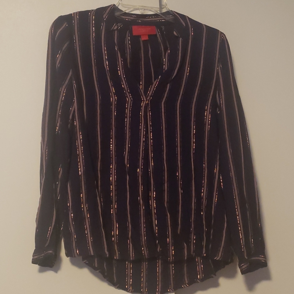 Jennifer Lopez Blue with Pink Stripes Blouse